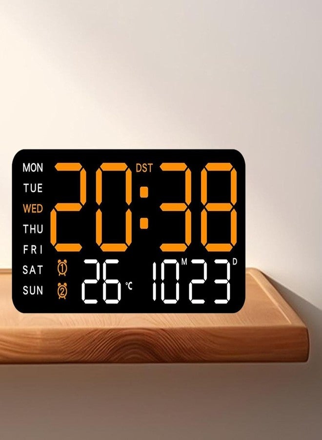 ASTROMETRIC 9" LED Digital Wall Clock with Date, Day & Temperature - Dual Alarm, Adjustable Brightness, USB Powered - Large Display for Bedroom, Office & Home Decor (Orange) - Image 5